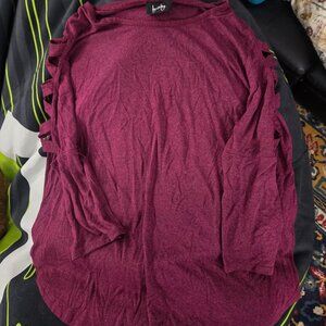 By & By Maroon top with cut out sleeves Size large
